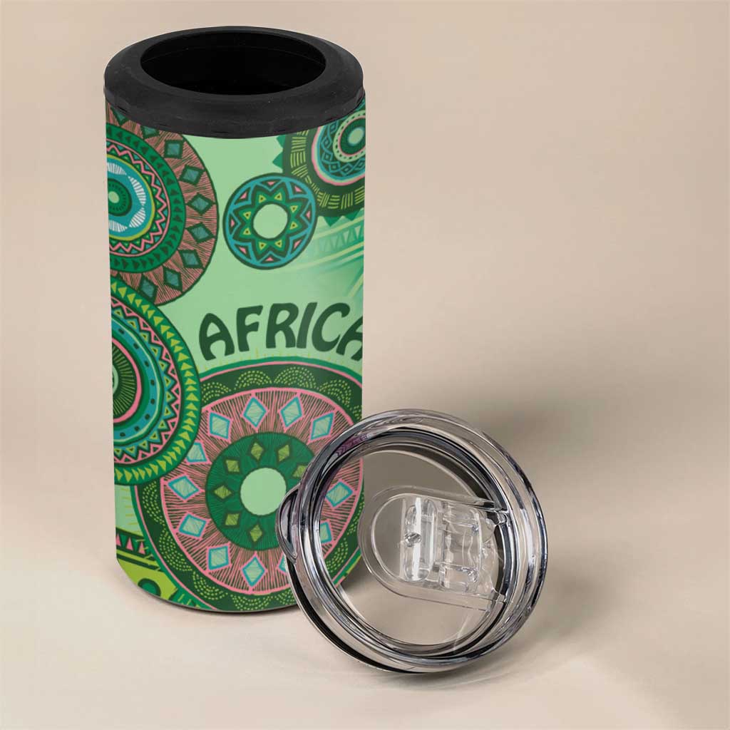 Africa Tribal Traditional Pattern 4 in 1 Can Cooler Tumbler Green Motif LT9 - Wonder Print Shop