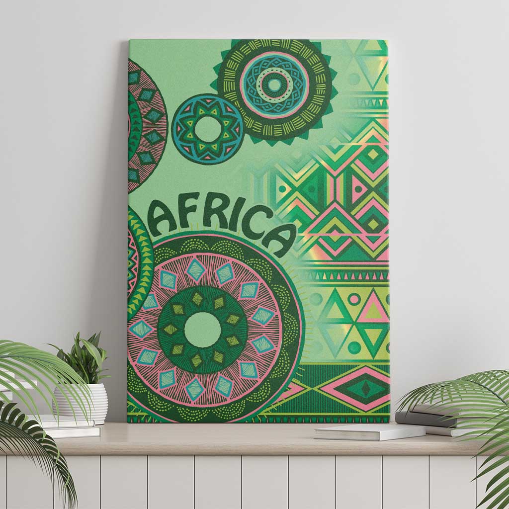 Africa Tribal Traditional Pattern Canvas Wall Art Green Motif LT9 - Wonder Print Shop