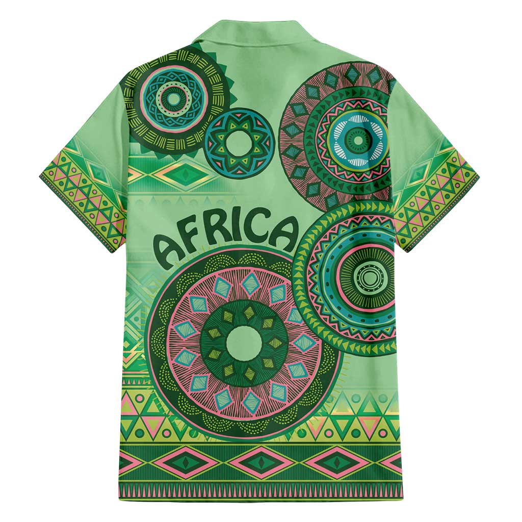 Africa Tribal Traditional Pattern Family Matching Long Sleeve Bodycon Dress and Hawaiian Shirt Green Motif LT9 - Wonder Print Shop