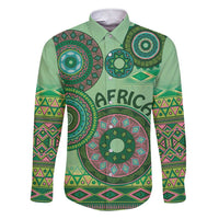 Africa Tribal Traditional Pattern Family Matching Short Sleeve Bodycon Dress and Hawaiian Shirt Green Motif - Wonder Print Shop