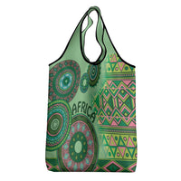 Africa Tribal Traditional Pattern Grocery Bag Green Motif