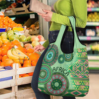 Africa Tribal Traditional Pattern Grocery Bag Green Motif