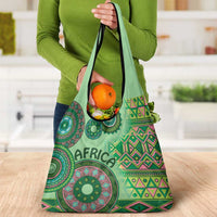 Africa Tribal Traditional Pattern Grocery Bag Green Motif