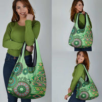 Africa Tribal Traditional Pattern Grocery Bag Green Motif