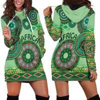 Africa Tribal Traditional Pattern Hoodie Dress Green Motif - Wonder Print Shop