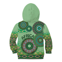Africa Tribal Traditional Pattern Kid Hoodie Green Motif - Wonder Print Shop