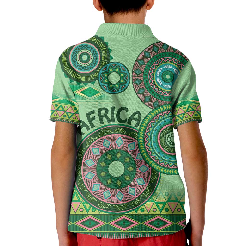 Africa Tribal Traditional Pattern Kid Polo Shirt Green Motif - Wonder Print Shop