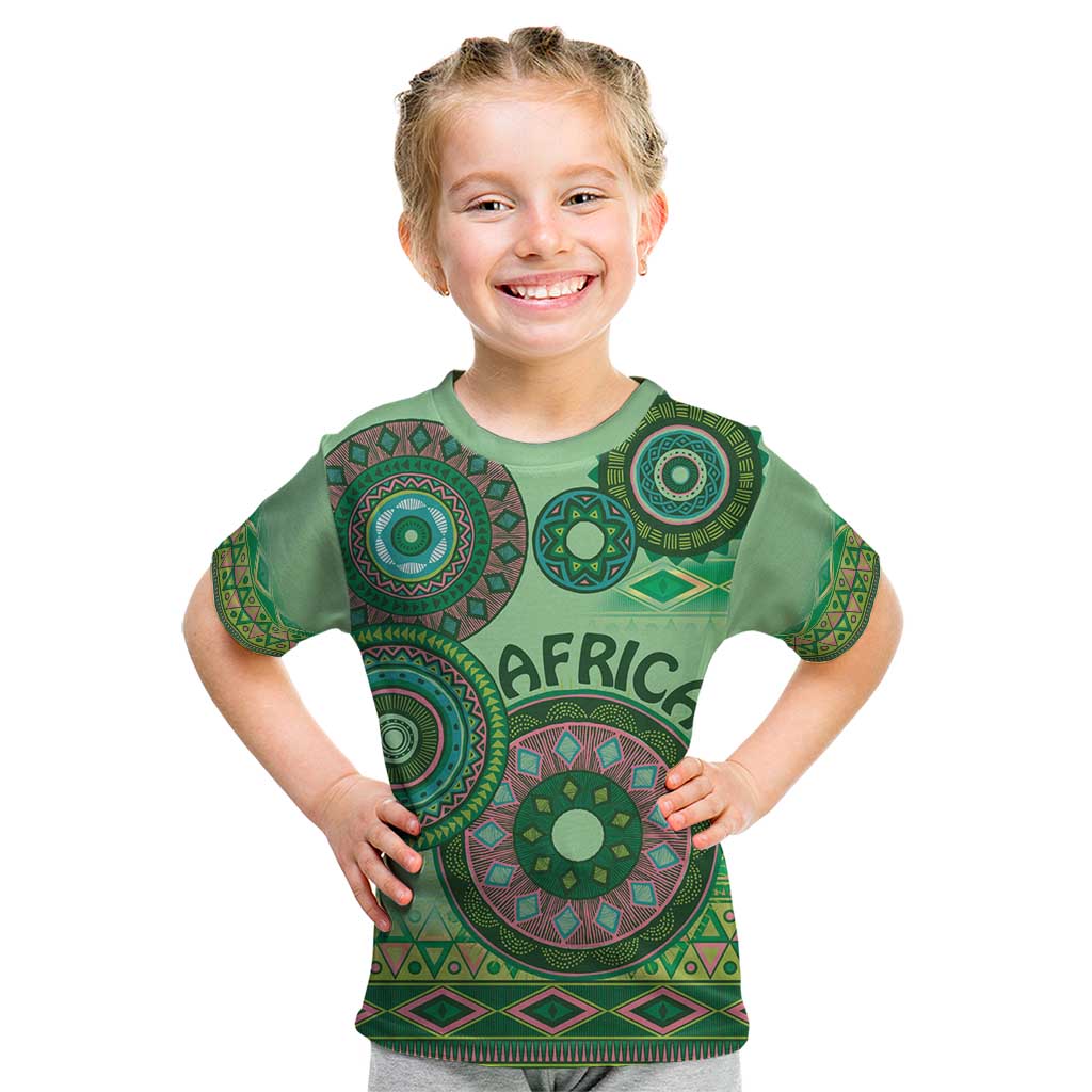 Africa Tribal Traditional Pattern Kid T Shirt Green Motif - Wonder Print Shop
