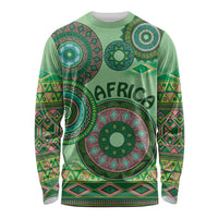 Africa Tribal Traditional Pattern Long Sleeve Shirt Green Motif - Wonder Print Shop
