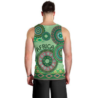 Africa Tribal Traditional Pattern Men Tank Top Green Motif - Wonder Print Shop