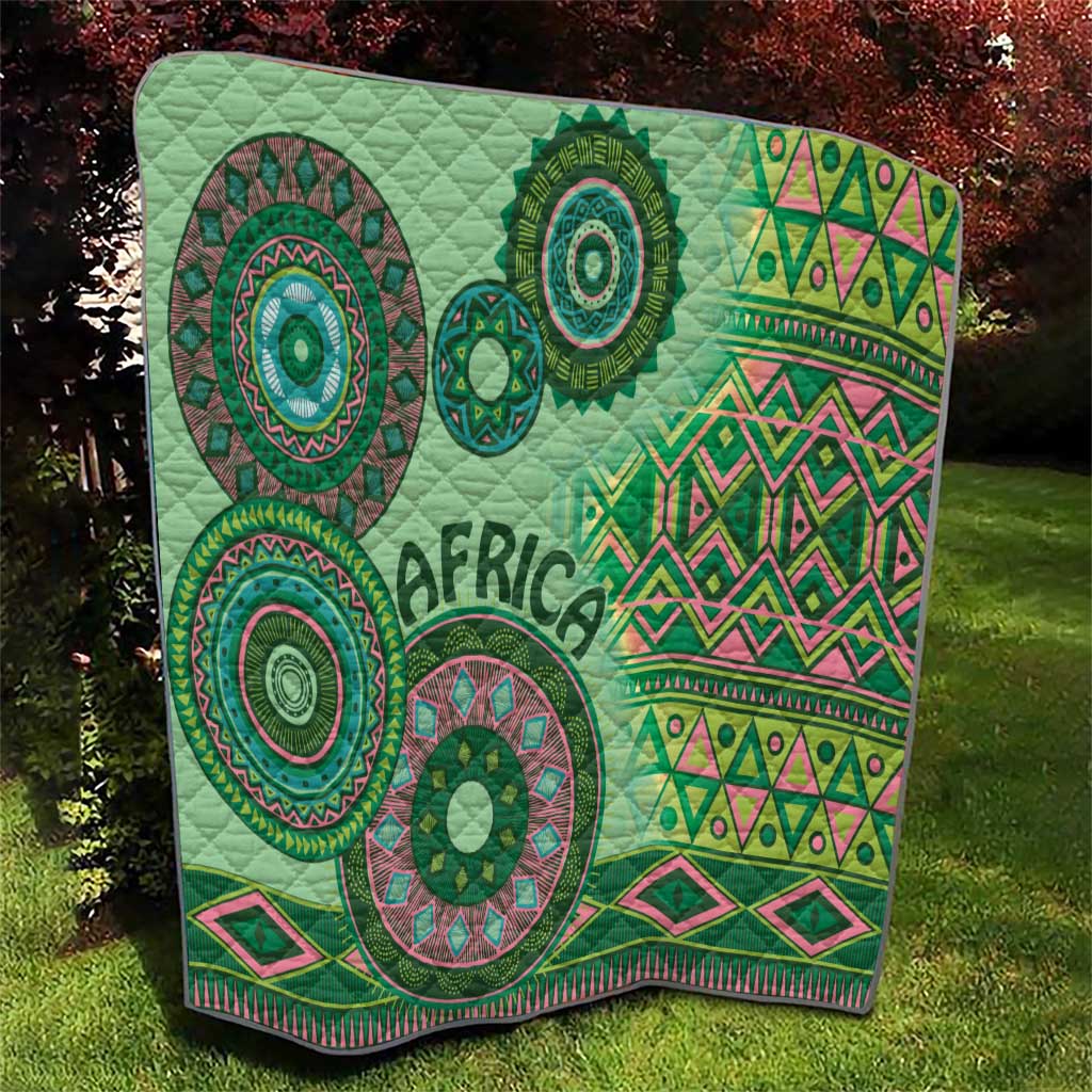 Africa Tribal Traditional Pattern Quilt Green Motif - Wonder Print Shop