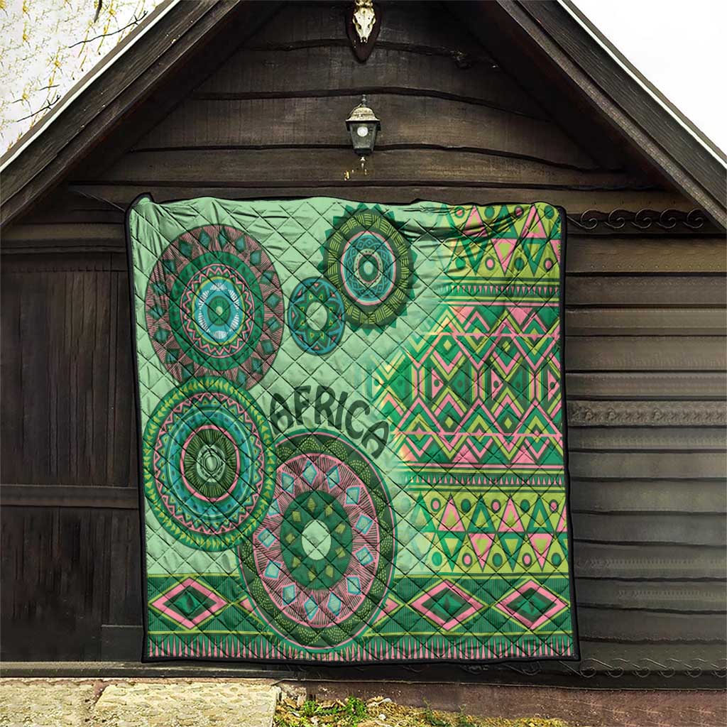 Africa Tribal Traditional Pattern Quilt Green Motif - Wonder Print Shop