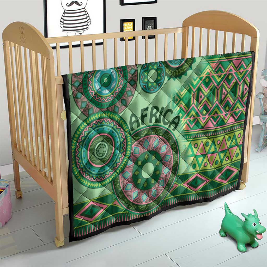 Africa Tribal Traditional Pattern Quilt Green Motif - Wonder Print Shop