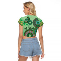 Africa Tribal Traditional Pattern Raglan Cropped T Shirt Green Motif - Wonder Print Shop