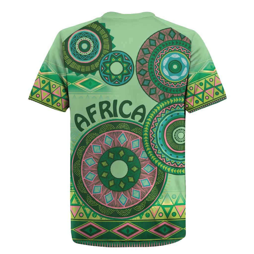 Africa Tribal Traditional Pattern Rugby Jersey Green Motif - Wonder Print Shop