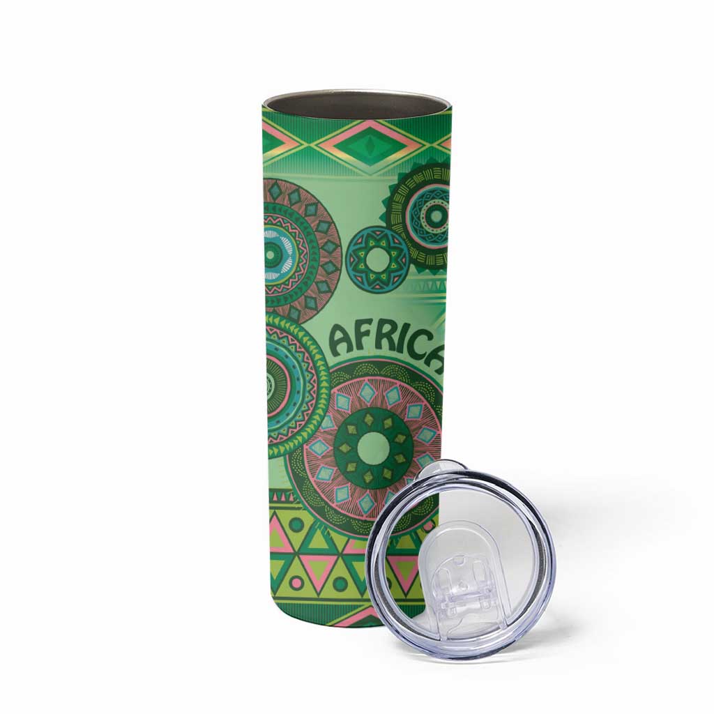 Africa Tribal Traditional Pattern Skinny Tumbler Green Motif - Wonder Print Shop