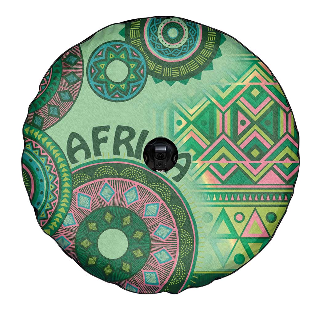 Africa Tribal Traditional Pattern Spare Tire Cover Green Motif - Wonder Print Shop