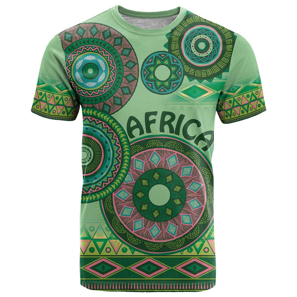 Africa Tribal Traditional Pattern T Shirt Green Motif - Wonder Print Shop