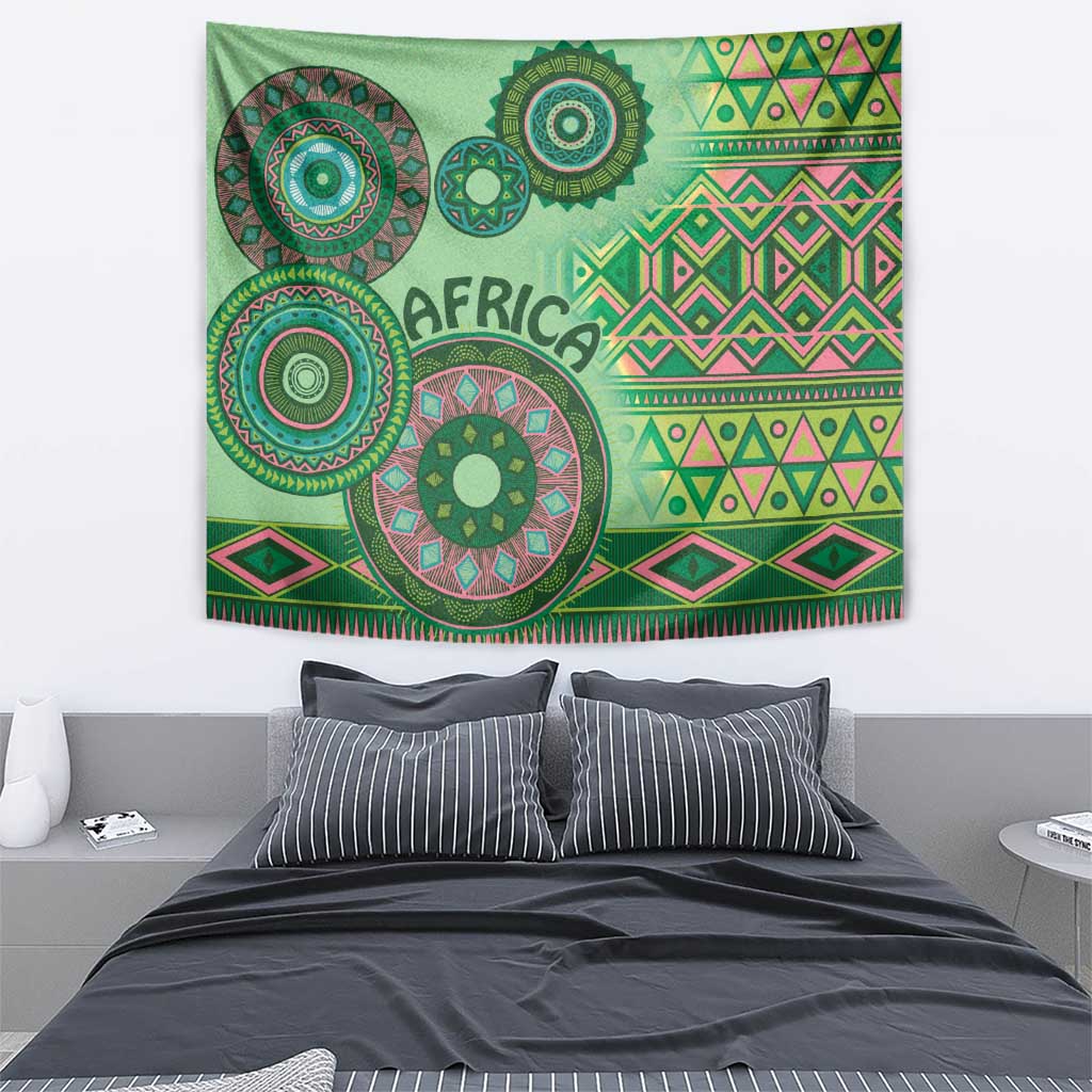 Africa Tribal Traditional Pattern Tapestry Green Motif - Wonder Print Shop