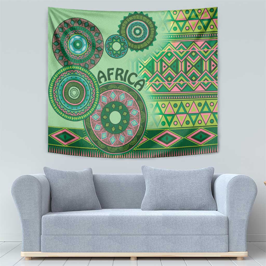 Africa Tribal Traditional Pattern Tapestry Green Motif - Wonder Print Shop