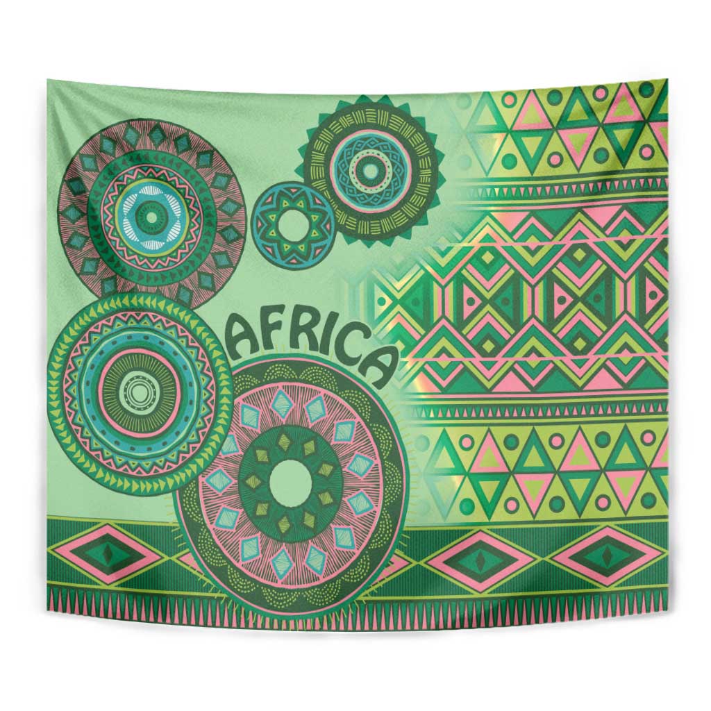 Africa Tribal Traditional Pattern Tapestry Green Motif - Wonder Print Shop