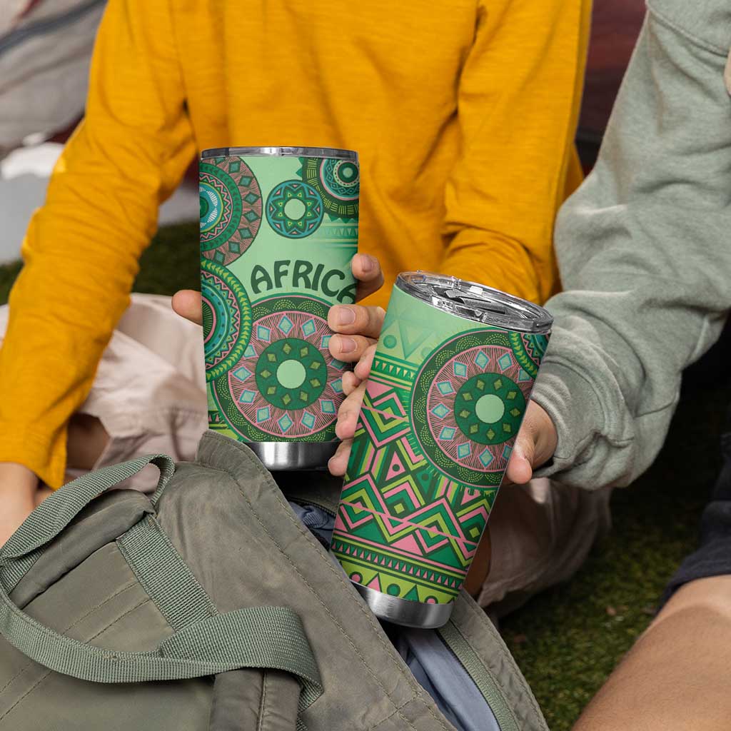 Africa Tribal Traditional Pattern Tumbler Cup Green Motif - Wonder Print Shop