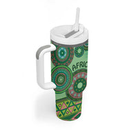 Africa Tribal Traditional Pattern Tumbler With Handle Green Motif - Wonder Print Shop