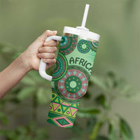 Africa Tribal Traditional Pattern Tumbler With Handle Green Motif - Wonder Print Shop