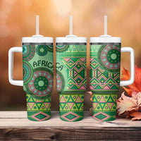 Africa Tribal Traditional Pattern Tumbler With Handle Green Motif - Wonder Print Shop