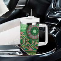 Africa Tribal Traditional Pattern Tumbler With Handle Green Motif - Wonder Print Shop