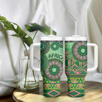 Africa Tribal Traditional Pattern Tumbler With Handle Green Motif - Wonder Print Shop