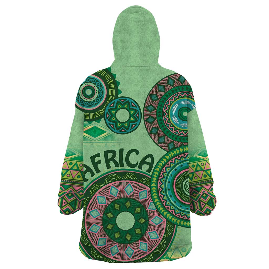 Africa Tribal Traditional Pattern Wearable Blanket Hoodie Green Motif - Wonder Print Shop
