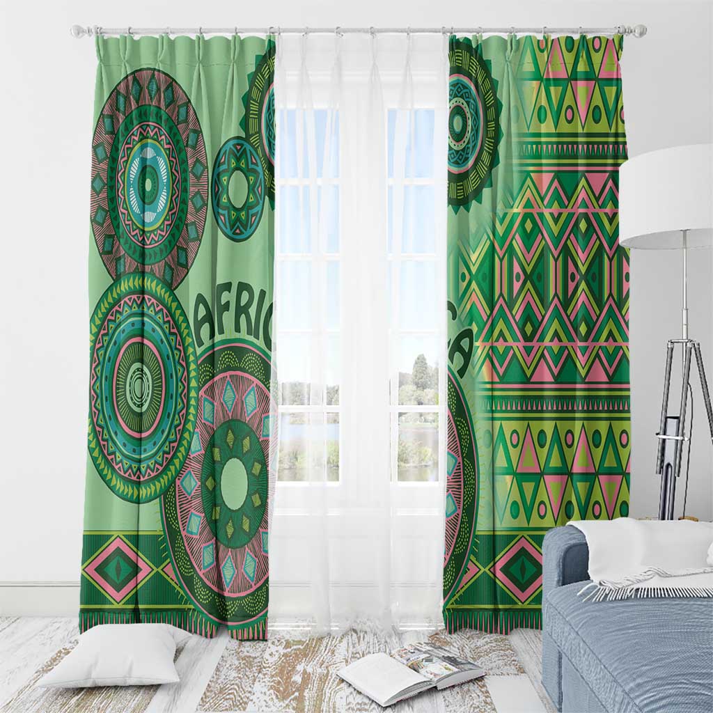 Africa Tribal Traditional Pattern Window Curtain Green Motif - Wonder Print Shop