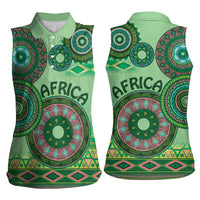 Africa Tribal Traditional Pattern Women Sleeveless Polo Shirt Green Motif - Wonder Print Shop