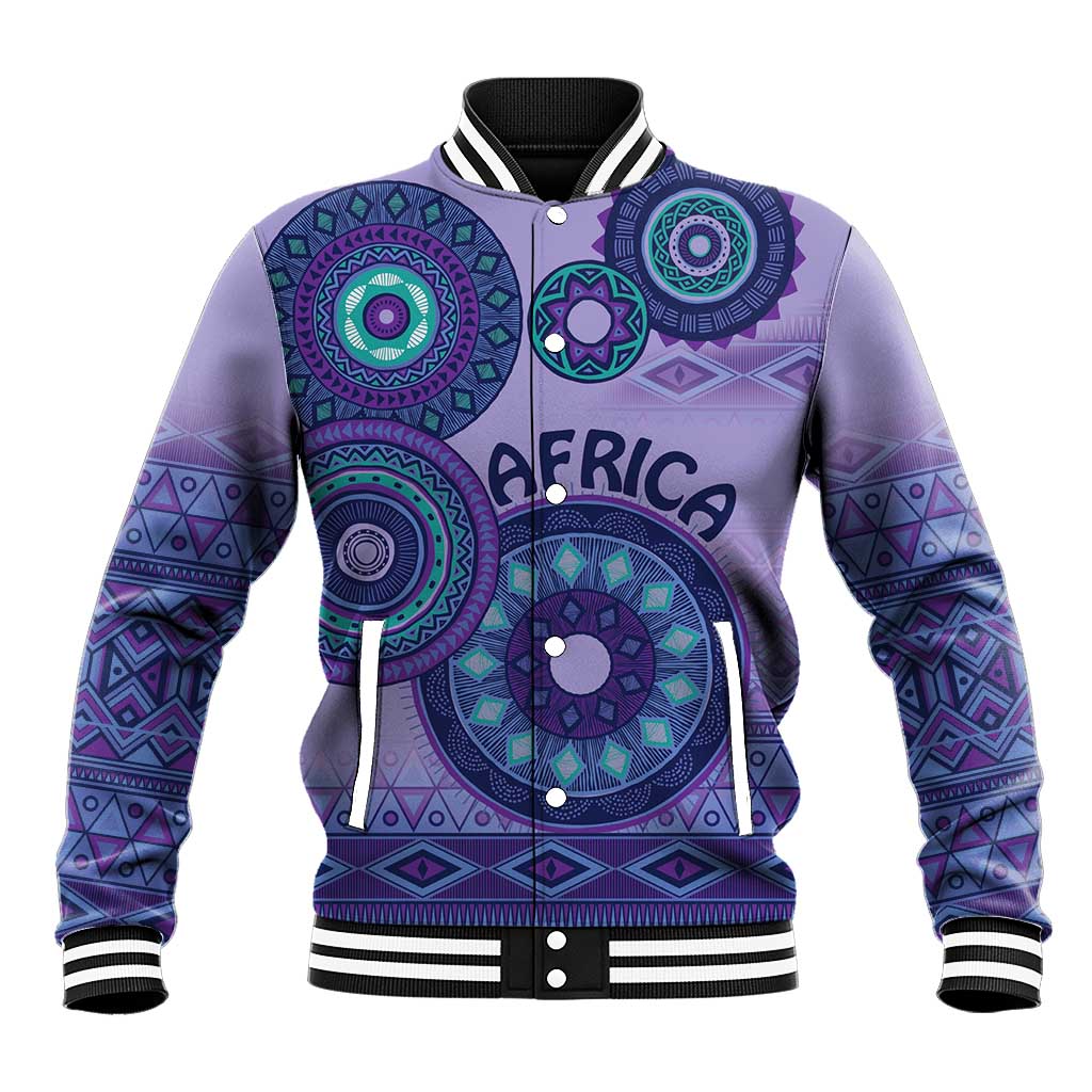 Africa Tribal Traditional Pattern Baseball Jacket Purple Motif LT9 - Wonder Print Shop