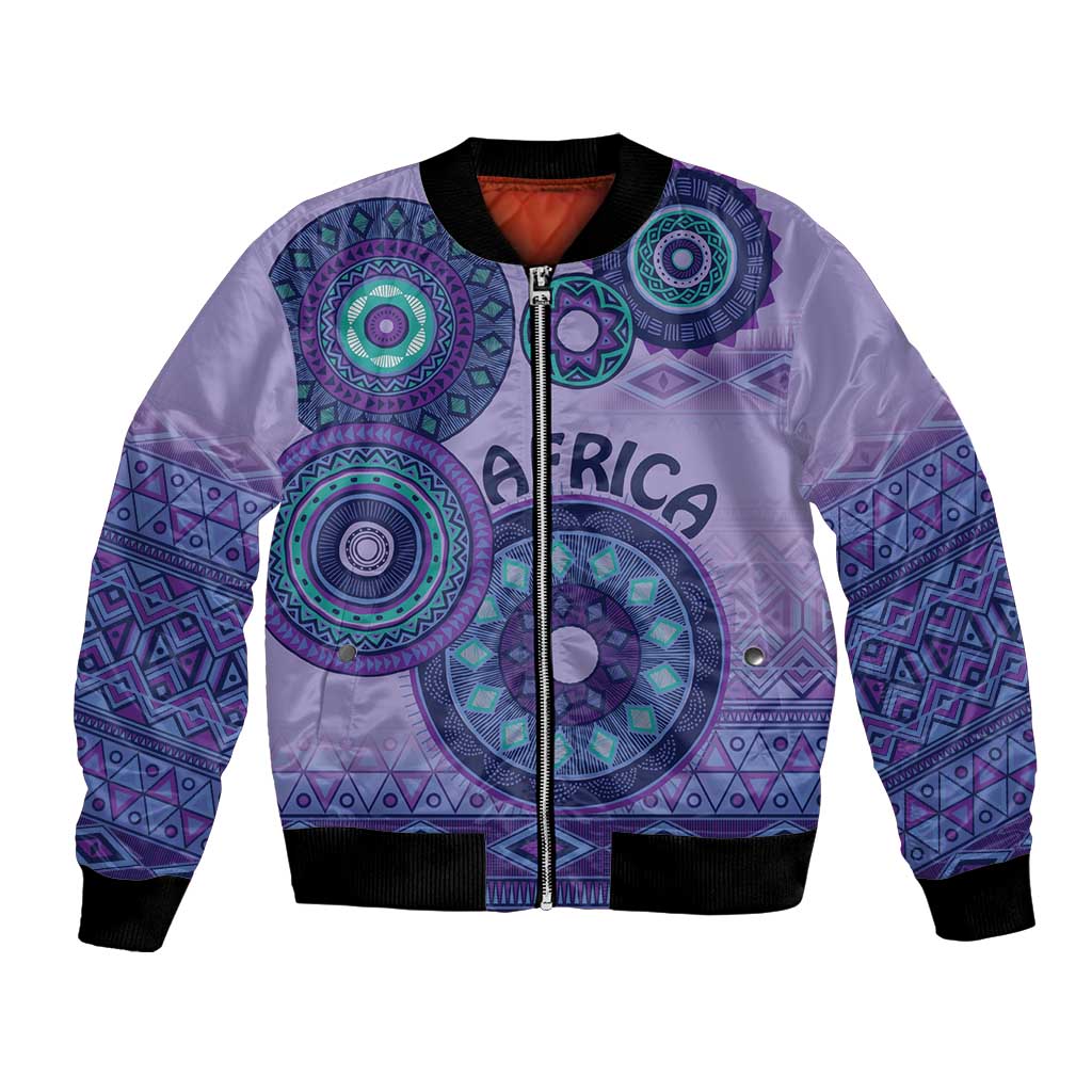 Africa Tribal Traditional Pattern Bomber Jacket Purple Motif LT9 - Wonder Print Shop