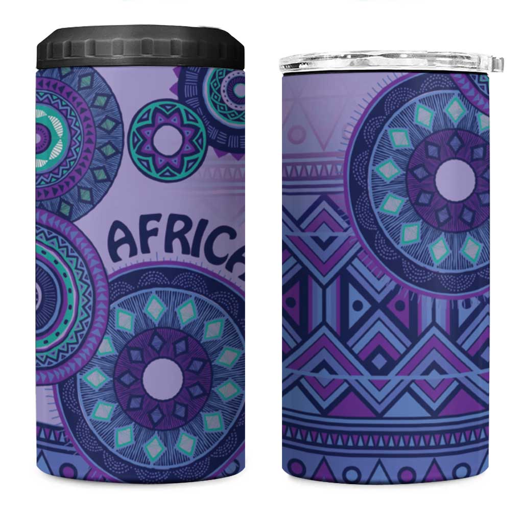 Africa Tribal Traditional Pattern 4 in 1 Can Cooler Tumbler Purple Motif LT9 - Wonder Print Shop