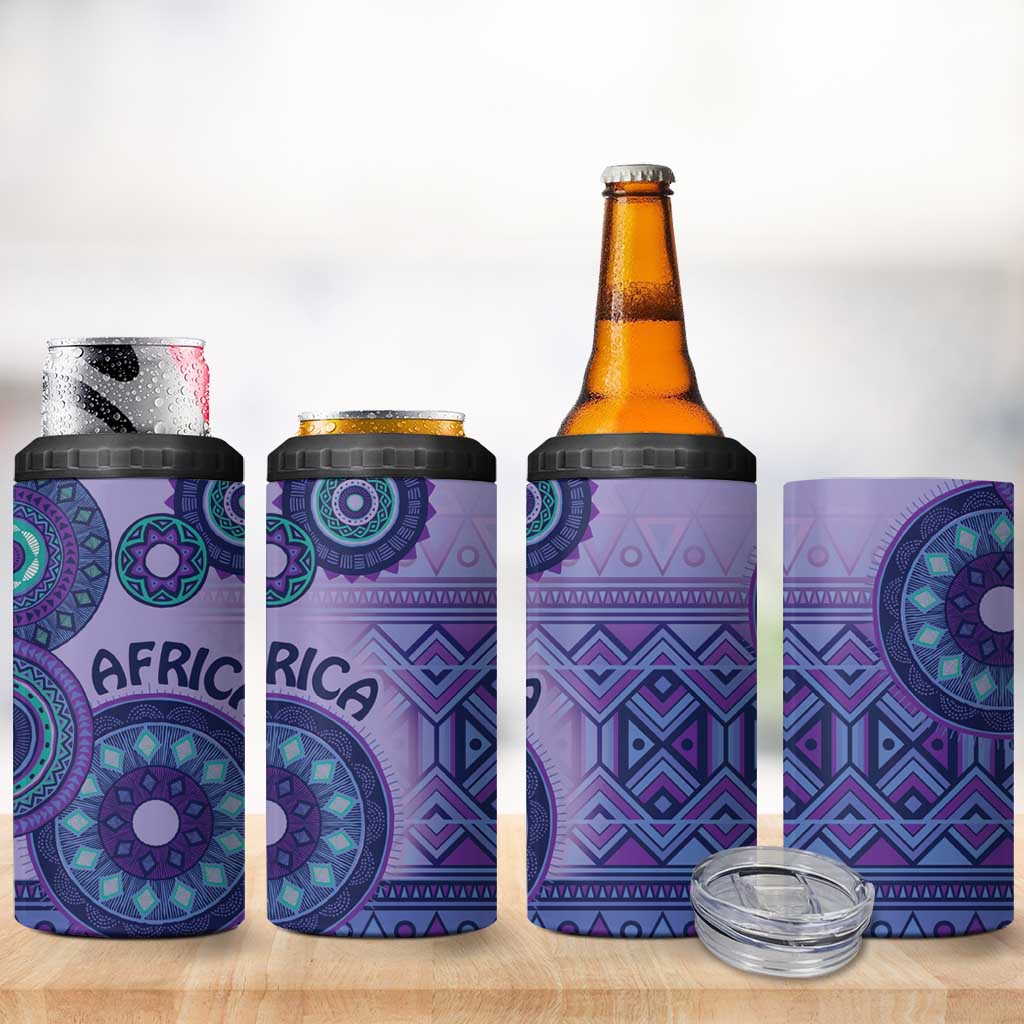Africa Tribal Traditional Pattern 4 in 1 Can Cooler Tumbler Purple Motif LT9 - Wonder Print Shop