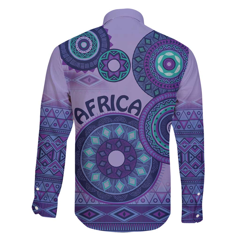 Africa Tribal Traditional Pattern Family Matching Long Sleeve Bodycon Dress and Hawaiian Shirt Purple Motif LT9 - Wonder Print Shop