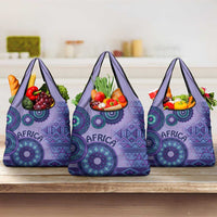 Africa Tribal Traditional Pattern Grocery Bag Purple Motif