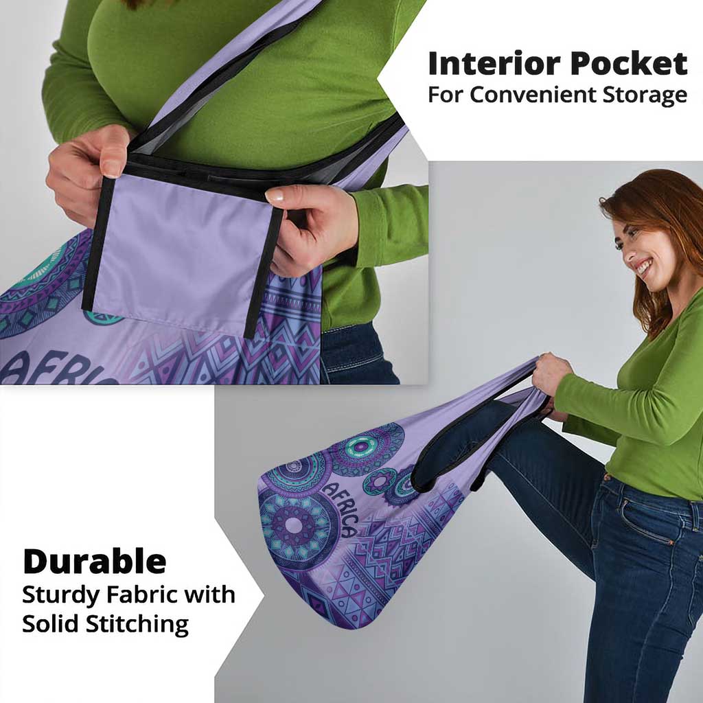 Africa Tribal Traditional Pattern Grocery Bag Purple Motif