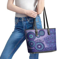 Africa Tribal Traditional Pattern Leather Tote Bag Purple Motif - Wonder Print Shop