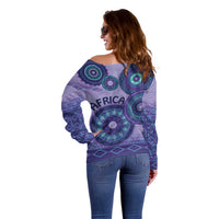 Africa Tribal Traditional Pattern Off Shoulder Sweater Purple Motif - Wonder Print Shop