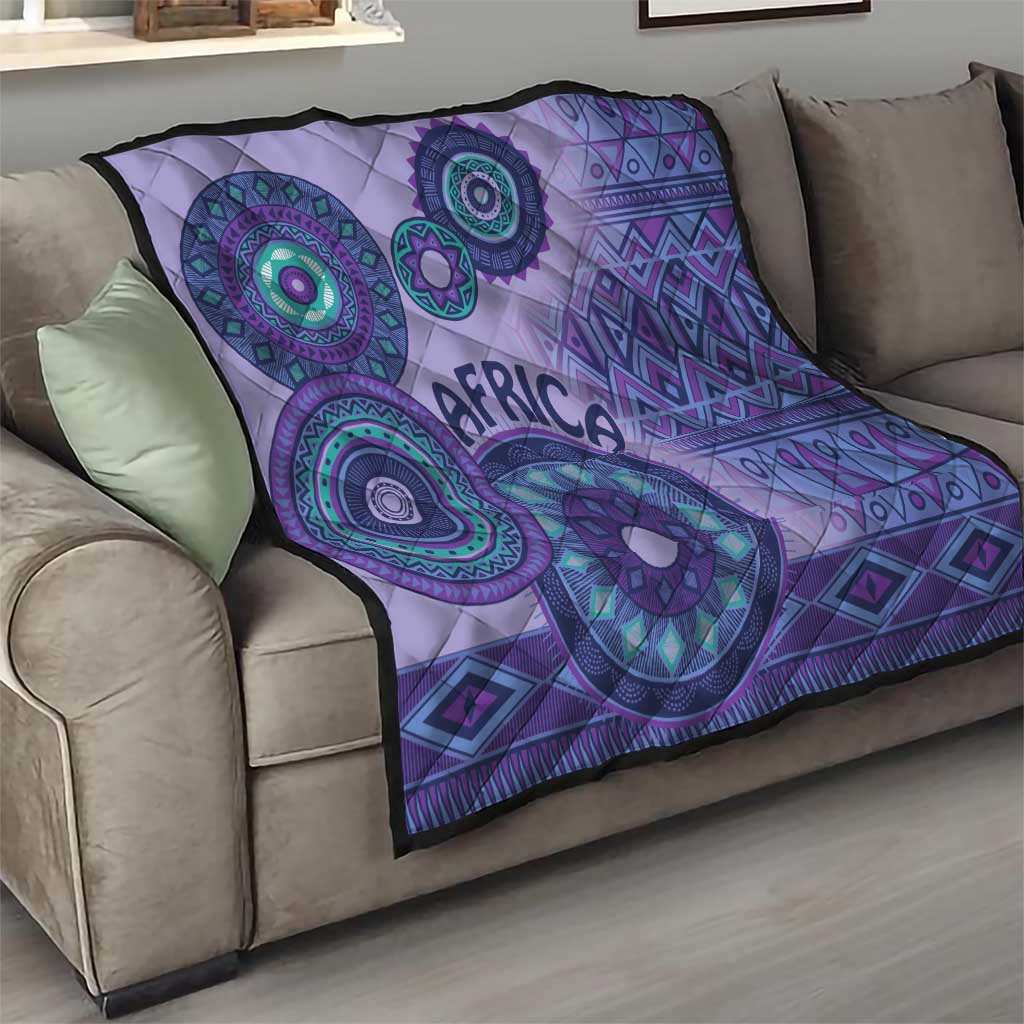 Africa Tribal Traditional Pattern Quilt Purple Motif - Wonder Print Shop
