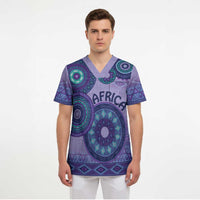 Africa Tribal Traditional Pattern Scrub Top Purple Motif
