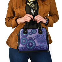 Africa Tribal Traditional Pattern Shoulder Handbag Purple Motif