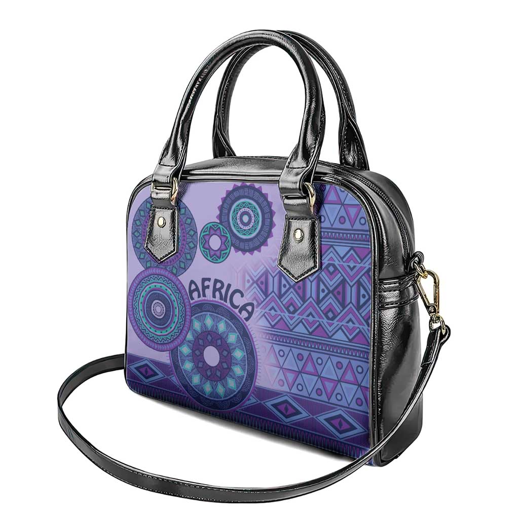 Africa Tribal Traditional Pattern Shoulder Handbag Purple Motif