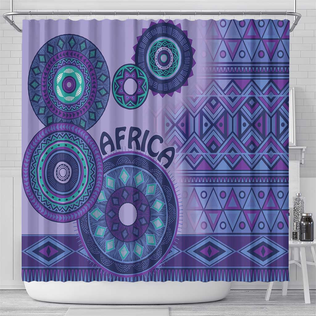 Africa Tribal Traditional Pattern Shower Curtain Purple Motif