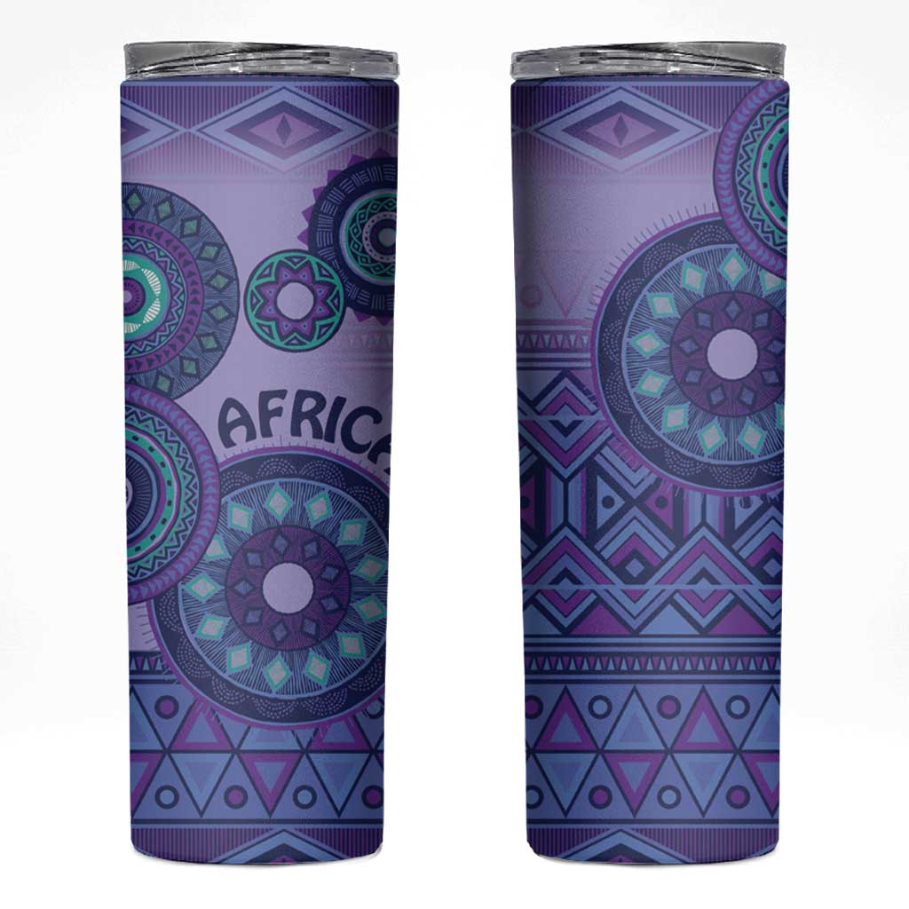 Africa Tribal Traditional Pattern Skinny Tumbler Purple Motif - Wonder Print Shop