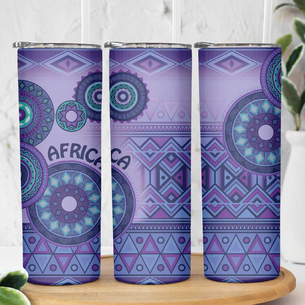 Africa Tribal Traditional Pattern Skinny Tumbler Purple Motif - Wonder Print Shop